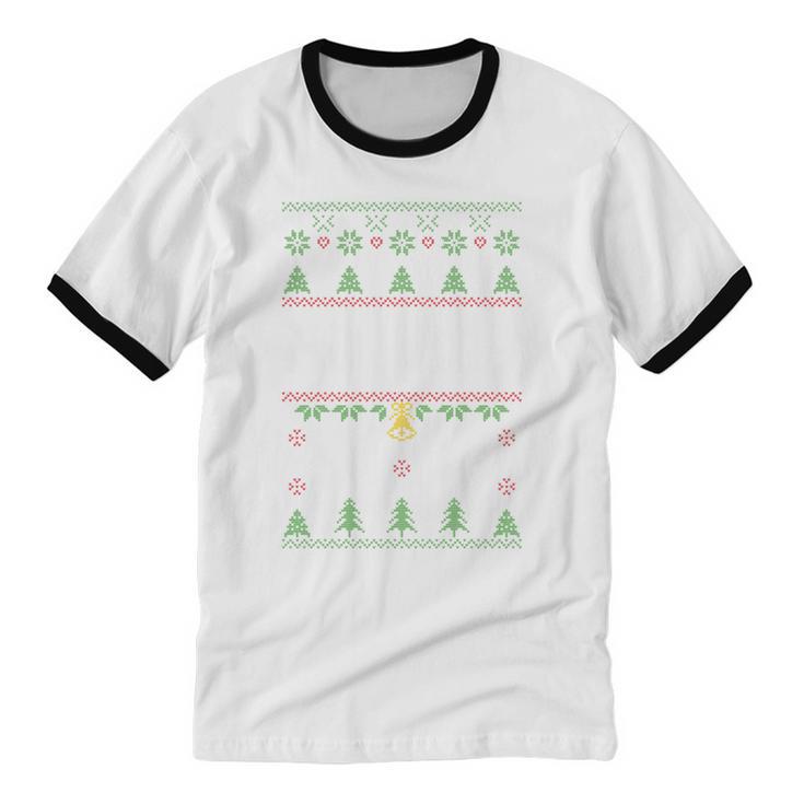 No Hugs Introvert Ugly Christmas Sweater Style Unisex Cotton Ringer T-Shirt