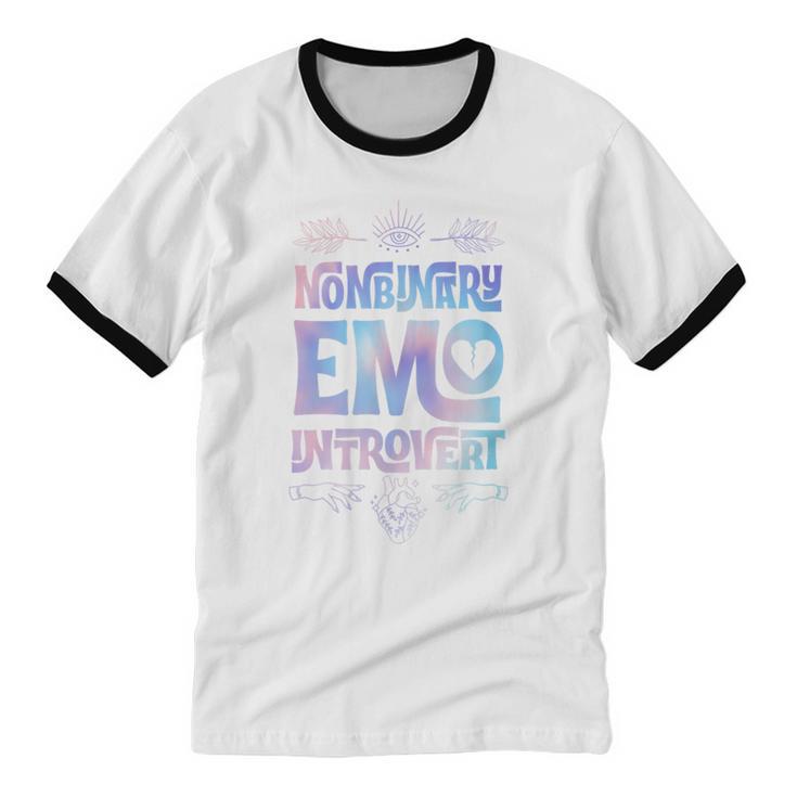Nonbinary Emo Introvert Pride Trendy Mystic Teen Goth Style Unisex Cotton Ringer T-Shirt Nonbinary Emo Introvert Pride Trendy Mystic Teen Goth Style Unisex Cotton Ringer T-Shirt