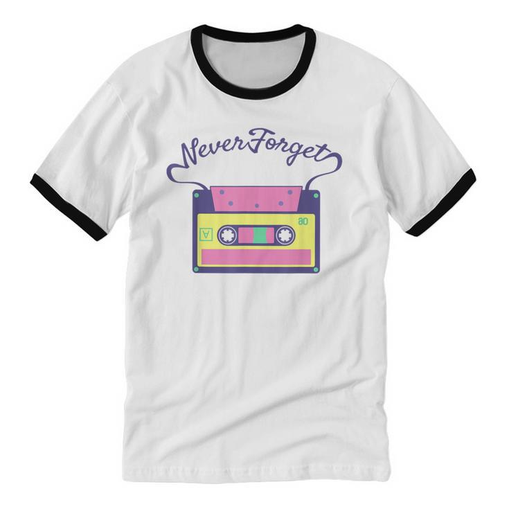 Nostalgia 1980s 80s 90s Costume Party Never Forget Unisex Cotton Ringer T-Shirt