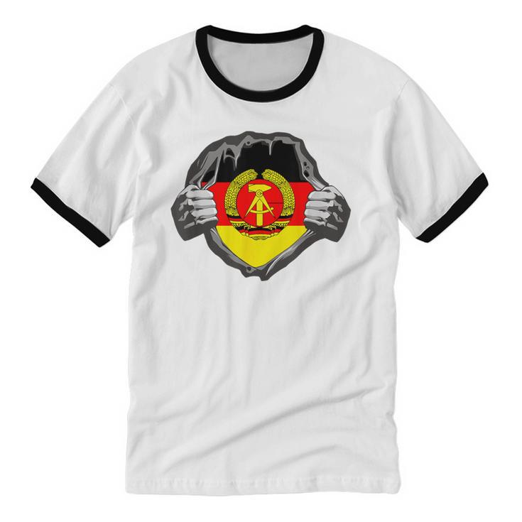 Nostalgia Chest Flag GDR Unisex Cotton Ringer T-Shirt