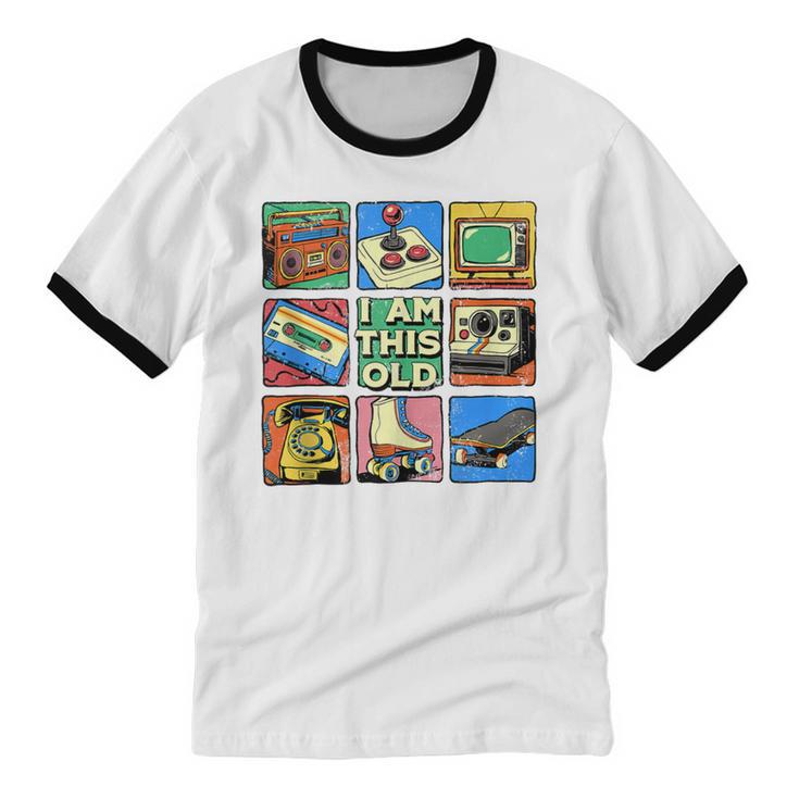 I Am This Old Retro Vintage Nostalgia 80s 90s Cassette Tape Unisex Cotton Ringer T-Shirt