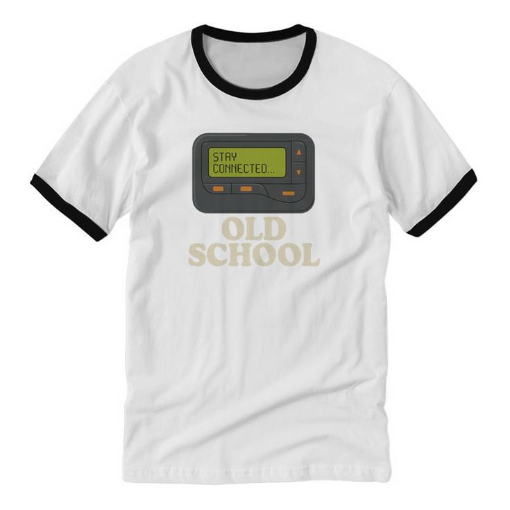 Old School 90s Pager Retro Nostalgia Vintage Tech Gen Unisex Cotton Ringer T-Shirt