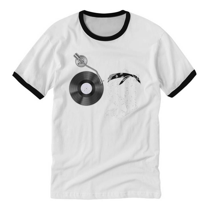 Old School Dad OG Hip Hop Head Vinyl Retro 80s90s Nostalgia Unisex Cotton Ringer T-Shirt