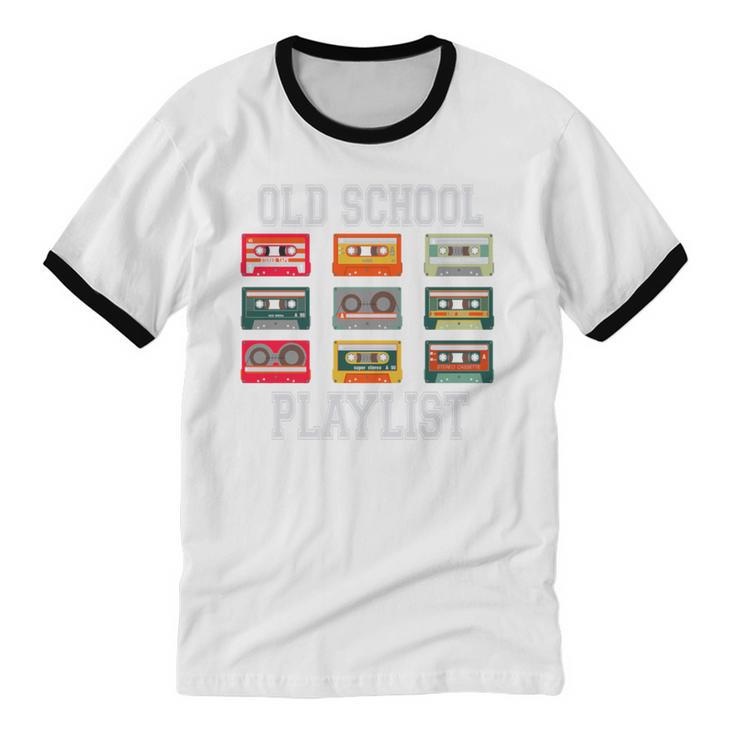 Old School Playlist Nostalgia Vibes Cassette Unisex Cotton Ringer T-Shirt