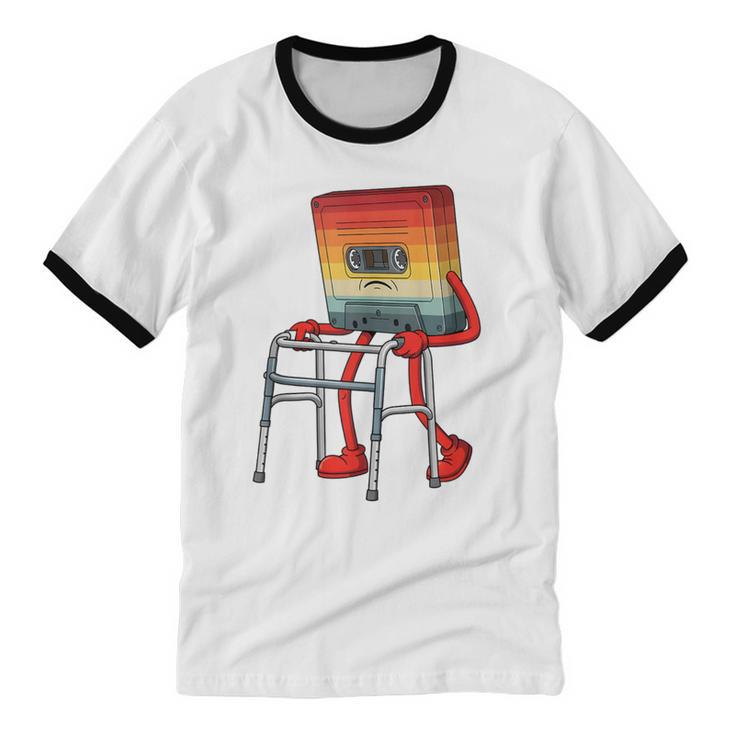 Old Vintage Cassette Tape 70s 80s 80s Outfit Nostalgia Unisex Cotton Ringer T-Shirt Old Vintage Cassette Tape 70s 80s 80s Outfit Nostalgia Unisex Cotton Ringer T-Shirt