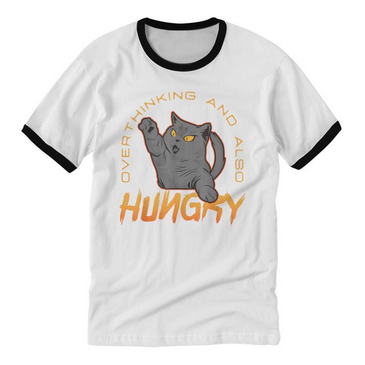 Overthinking And Also Hungry Introverted Overthinker Unisex Cotton Ringer T-Shirt