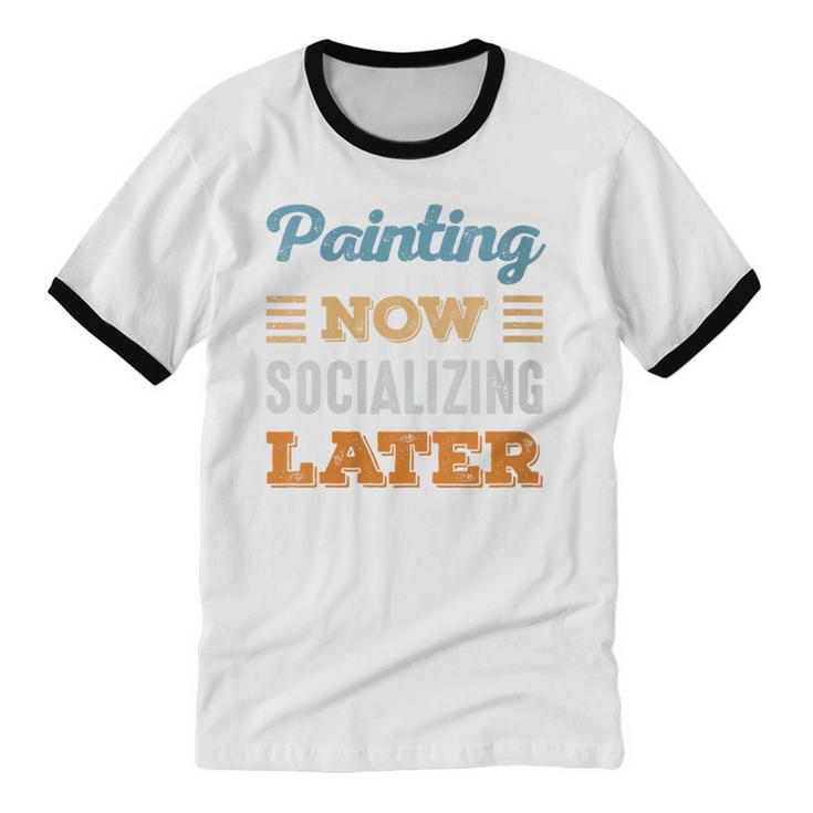 Painting Now Minimal Socializing Introvert Vintage Unisex Cotton Ringer T-Shirt Painting Now Minimal Socializing Introvert Vintage Unisex Cotton Ringer T-Shirt