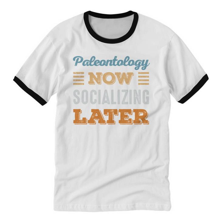 Paleontology Now Minimal Socializing Introvert Vintage Unisex Cotton Ringer T-Shirt