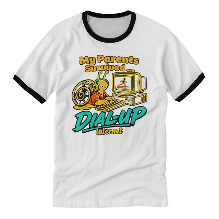 My Parents Survived Dial Up Internet Nostalgia 90s Unisex Cotton Ringer T-Shirt
