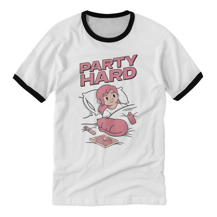 Party Hard Comfortable Stay At Home Introvert Unisex Cotton Ringer T-Shirt