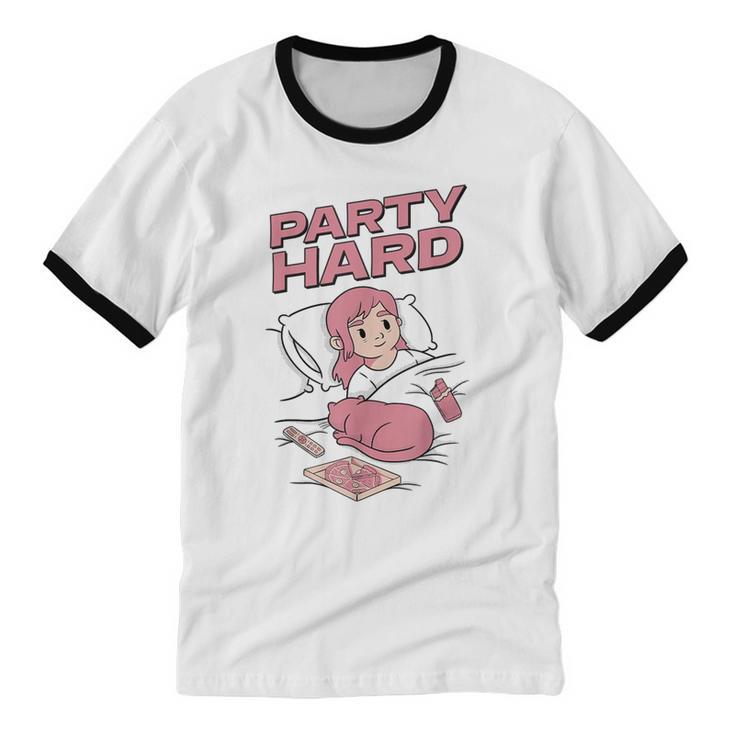 Party Hard Comfortable Stay At Home Introvert Unisex Cotton Ringer T-Shirt