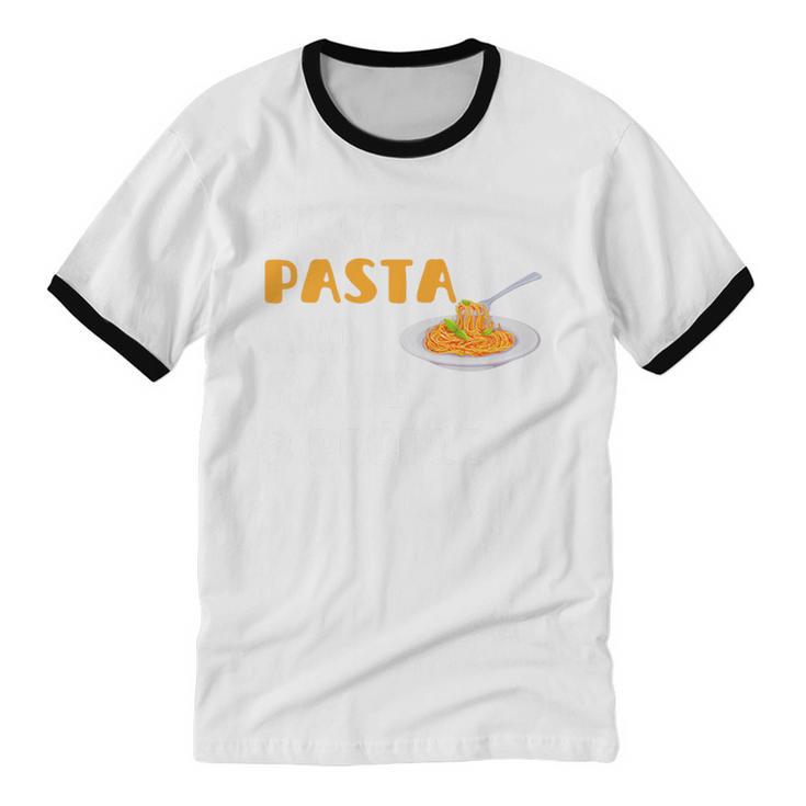 I Like Pasta And Maybe 3 People Introvert Foodie Premium Unisex Cotton Ringer T-Shirt