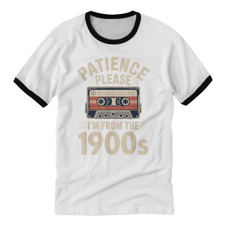 Patience Please I'm From The 1900s Cassette Unisex Cotton Ringer T-Shirt