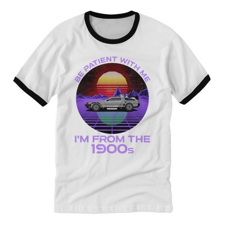 Be Patient With Me I'm From The 1900s Synthwave Unisex Cotton Ringer T-Shirt