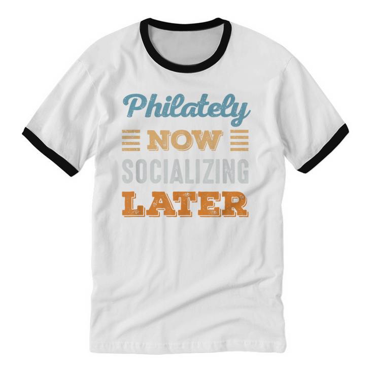 Philately Now Minimal Socializing Introvert Vintage Unisex Cotton Ringer T-Shirt Philately Now Minimal Socializing Introvert Vintage Unisex Cotton Ringer T-Shirt
