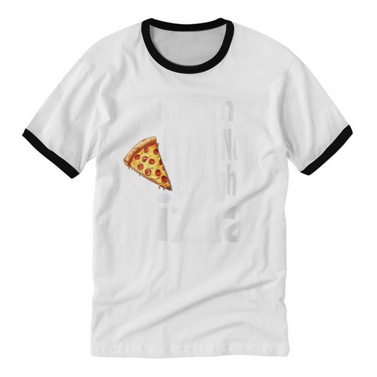 Pizza Lover Saying Introvert Anti Social Humor Foodie Unisex Cotton Ringer T-Shirt