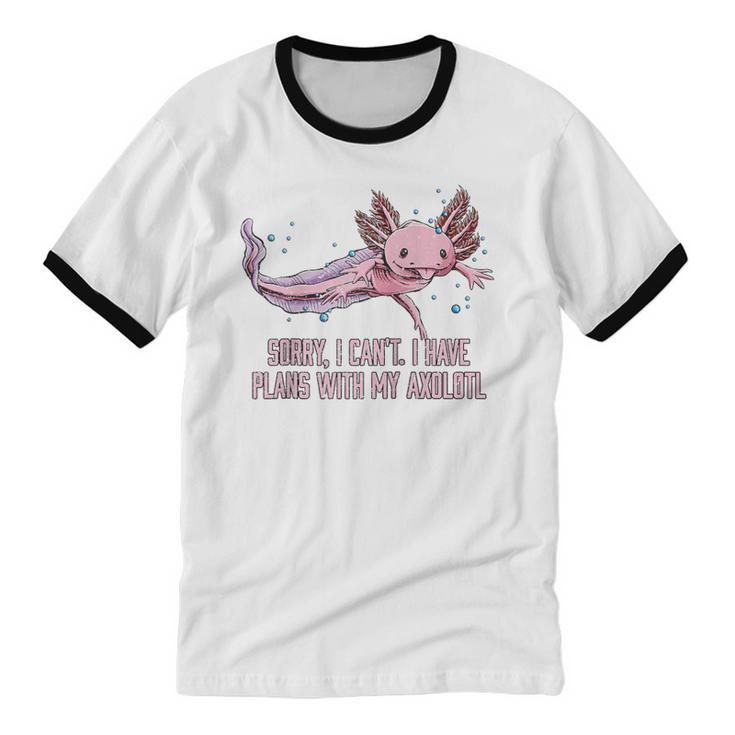 I Have Plans With My Axolotl Salamander Introvert Raglan Baseball Tee Unisex Cotton Ringer T-Shirt