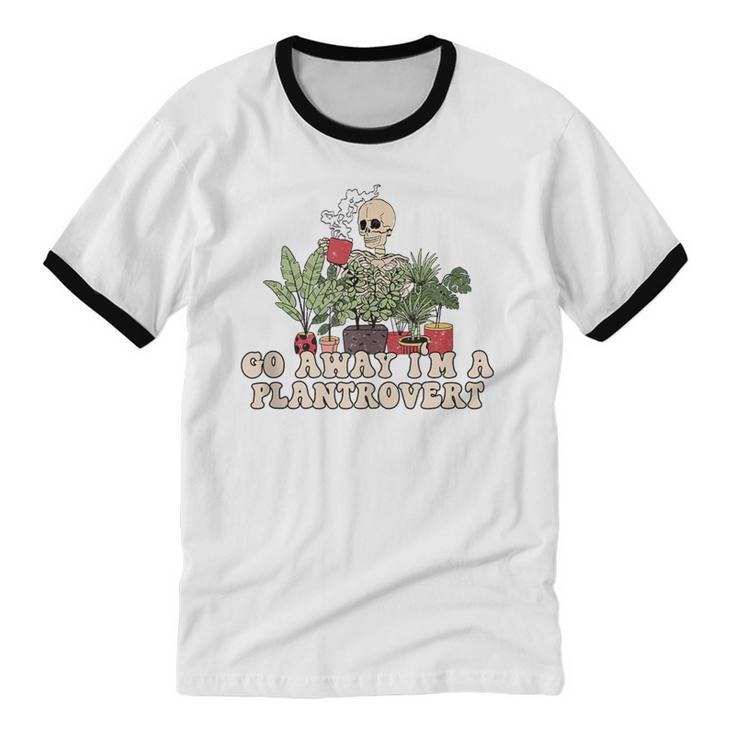 Plant Coffee Lover Plantrovert Gardening Introvert Unisex Cotton Ringer T-Shirt
