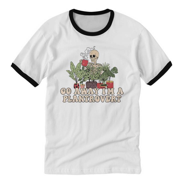 Plant Coffee Lover Plantrovert Gardening Introvert Unisex Cotton Ringer T-Shirt