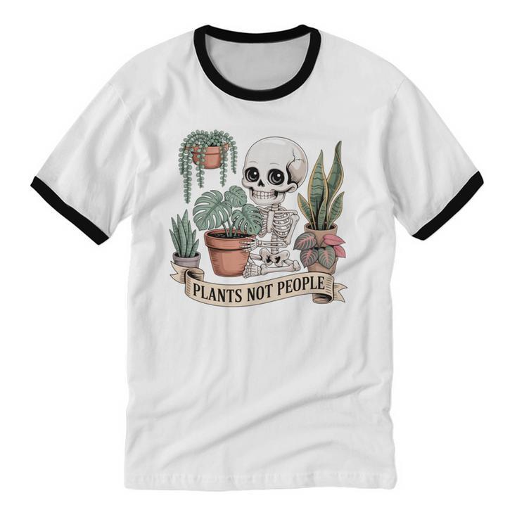 Plant Introvert Gardener Houseplant Botanical Women Men Kids Unisex Cotton Ringer T-Shirt
