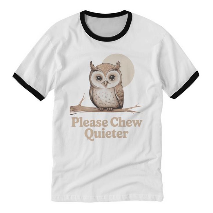 Please Chew Quieter Introvert Christmas Bird Lover Unisex Cotton Ringer T-Shirt
