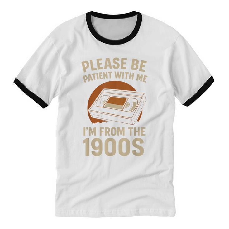 Please Be Patient I'm From The 1900s – Vintage Tape Unisex Cotton Ringer T-Shirt