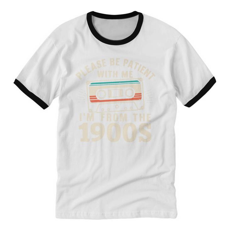 Please Be Patient With Me I'm From The 1900s Retro Cassette Premium Unisex Cotton Ringer T-Shirt