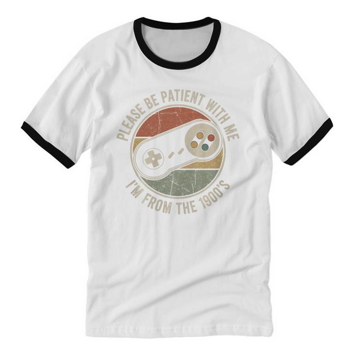 Please Be Patient With Me I'm From The 1900s Retro Gamer Premium Tri-Blend Unisex Cotton Ringer T-Shirt