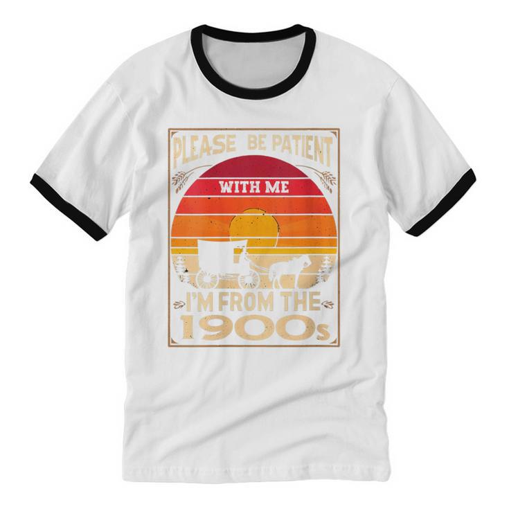 Please Be Patient I'm From The 1900s Sunset Vintage Wagon Unisex Cotton Ringer T-Shirt Please Be Patient I'm From The 1900s Sunset Vintage Wagon Unisex Cotton Ringer T-Shirt