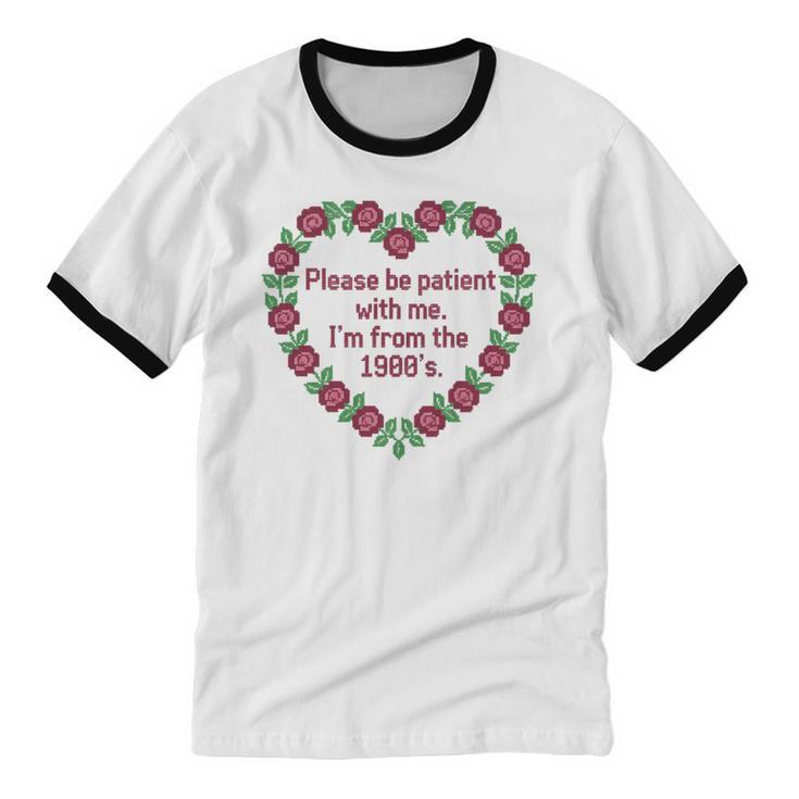 Please Be Patient With Me I'm From The 1900S Vintage Floral Premium Tri-Blend Unisex Cotton Ringer T-Shirt