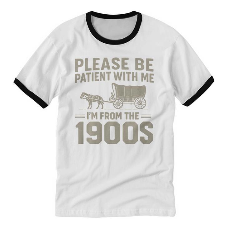 Please Be Patient I'm From The 1900s Vintage Over The Hill Premium Tri-Blend Unisex Cotton Ringer T-Shirt