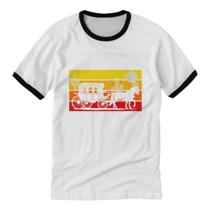 Please Be Patient With Me I'm From The 1900s Vintage Sun Set Premium Unisex Cotton Ringer T-Shirt