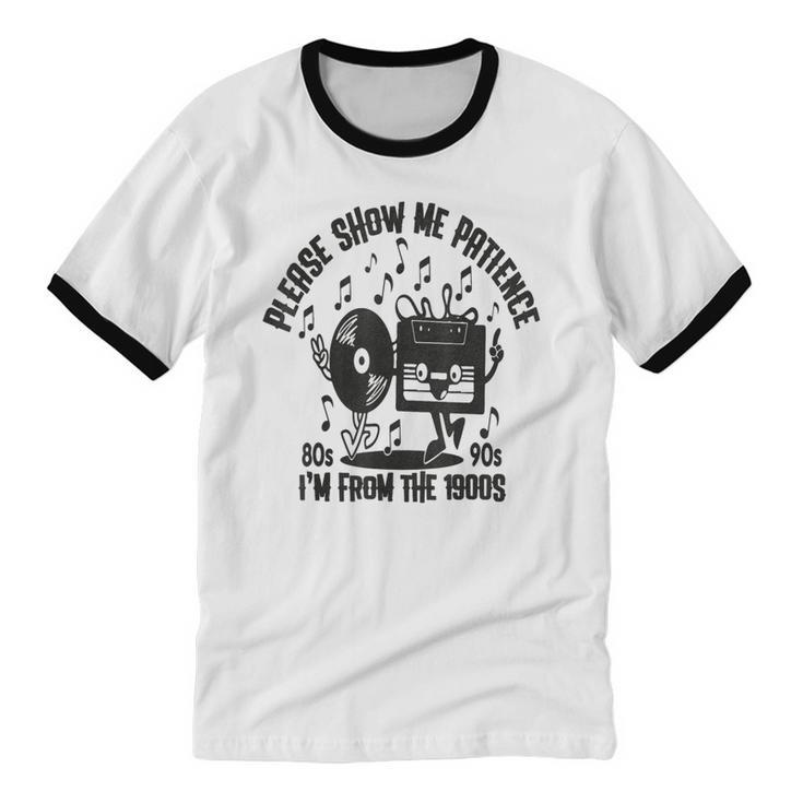 Please Show Me Patience I'm From The 1900s Vintage CASSETTE Unisex Cotton Ringer T-Shirt