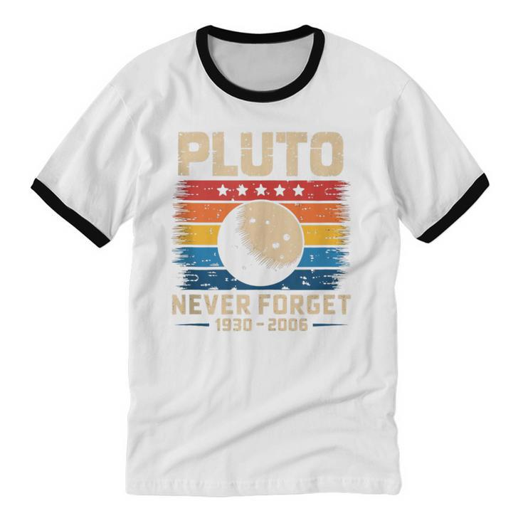 Pluto Never Forget Space Nostalgia Astronomy Humor Unisex Cotton Ringer T-Shirt Pluto Never Forget Space Nostalgia Astronomy Humor Unisex Cotton Ringer T-Shirt