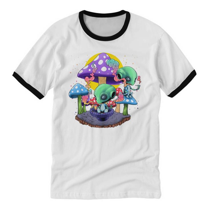 Psychedelic Alien Mushroom Nostalgia Groovy Vibe Hippie Unisex Cotton Ringer T-Shirt Psychedelic Alien Mushroom Nostalgia Groovy Vibe Hippie Unisex Cotton Ringer T-Shirt