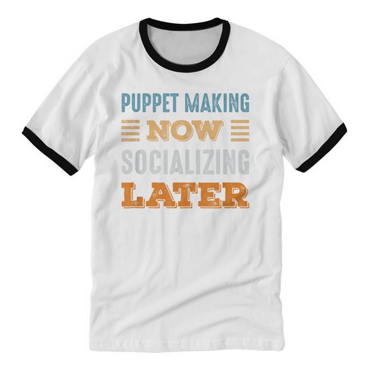 Puppet Making Now Minimal Socializing Introvert Vintage Unisex Cotton Ringer T-Shirt Puppet Making Now Minimal Socializing Introvert Vintage Unisex Cotton Ringer T-Shirt