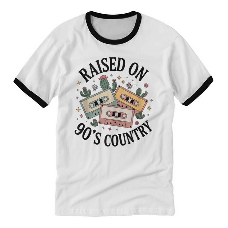 Raised On 90's Country Music Lover Nostalgia Retro Vibe Unisex Cotton Ringer T-Shirt Raised On 90's Country Music Lover Nostalgia Retro Vibe Unisex Cotton Ringer T-Shirt