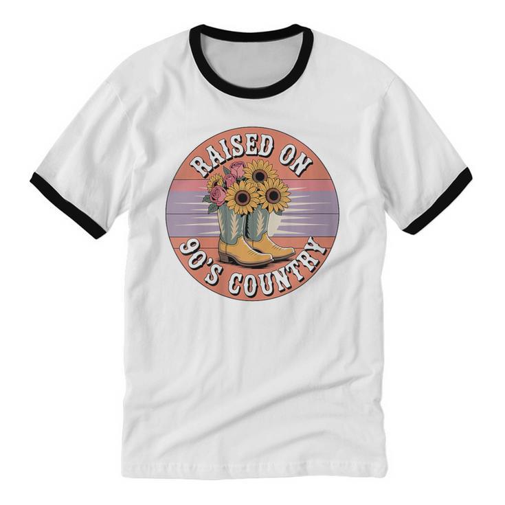 Raised On 90’s Country Women Retro Western Music Nostalgia Unisex Cotton Ringer T-Shirt Raised On 90’s Country Women Retro Western Music Nostalgia Unisex Cotton Ringer T-Shirt