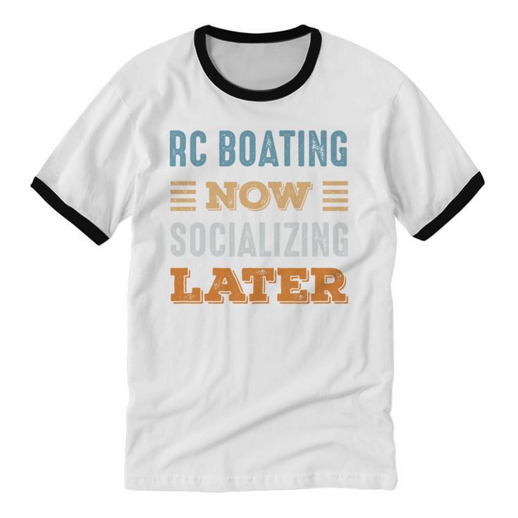 RC Boating Now Minimal Socializing Introvert Vintage Unisex Cotton Ringer T-Shirt