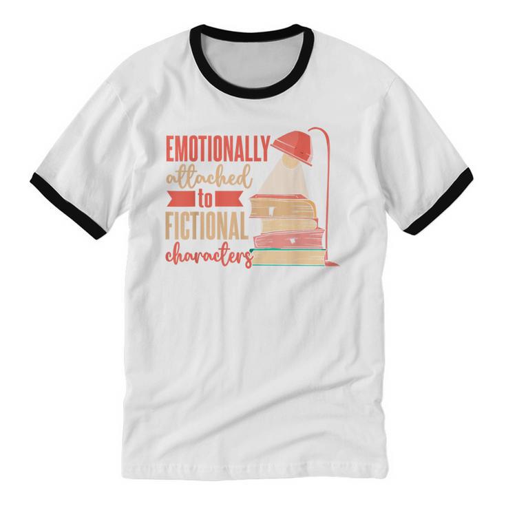 Reader Bookworm Fictional Character Reading Introvert Unisex Cotton Ringer T-Shirt