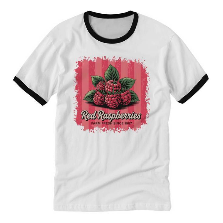 Red Raspberries Farm Fresh Since 1987 Nostalgia Unisex Cotton Ringer T-Shirt