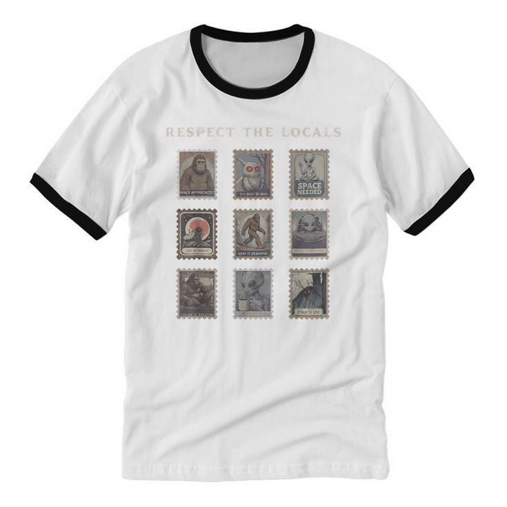 Respect The Locals Cryptid Mothman Hiking Bigfoot Introverts Unisex Cotton Ringer T-Shirt Respect The Locals Cryptid Mothman Hiking Bigfoot Introverts Unisex Cotton Ringer T-Shirt