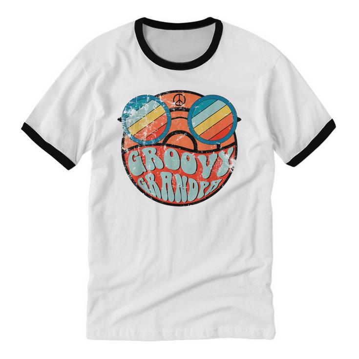 Retro 1970's Groovy Grandpa 70s Aesthetic Nostalgia Unisex Cotton Ringer T-Shirt