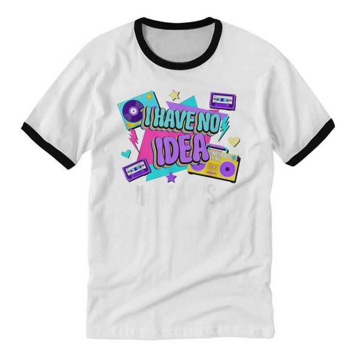 Retro 80s Style 90s Pop Fashion Nostalgia Eighties Music Unisex Cotton Ringer T-Shirt