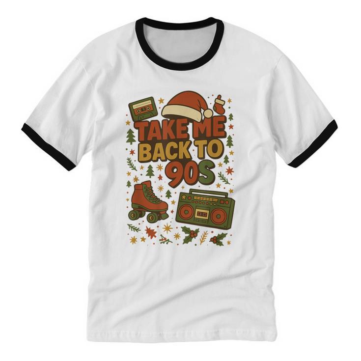Retro 90s 80s Baby Christmas Holiday Nostalgia Unisex Cotton Ringer T-Shirt Retro 90s 80s Baby Christmas Holiday Nostalgia Unisex Cotton Ringer T-Shirt