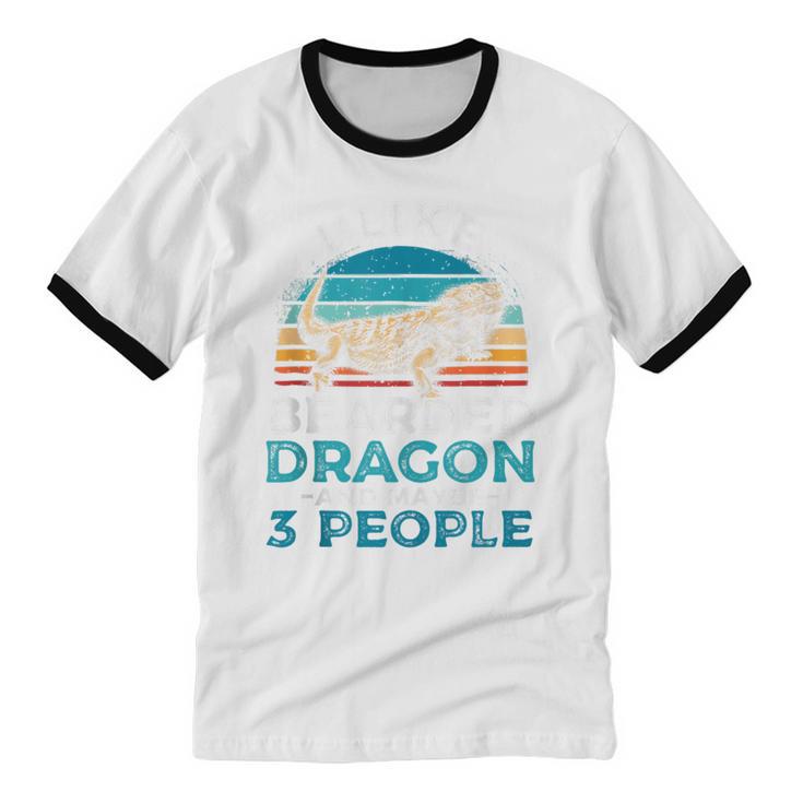 Retro Bearded Dragon Introvert For Lizard Lovers Unisex Cotton Ringer T-Shirt