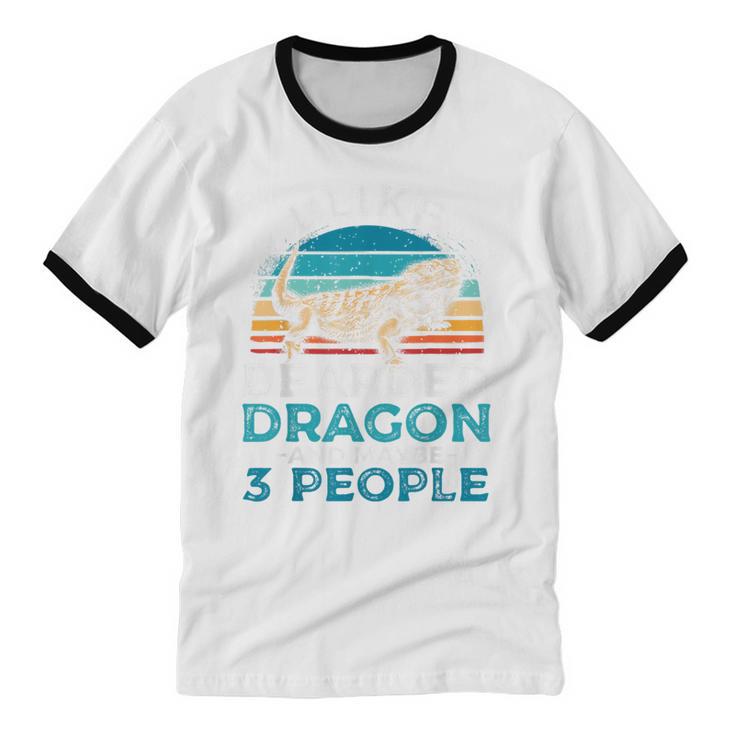 Retro Bearded Dragon Introvert For Lizard Lovers Unisex Cotton Ringer T-Shirt