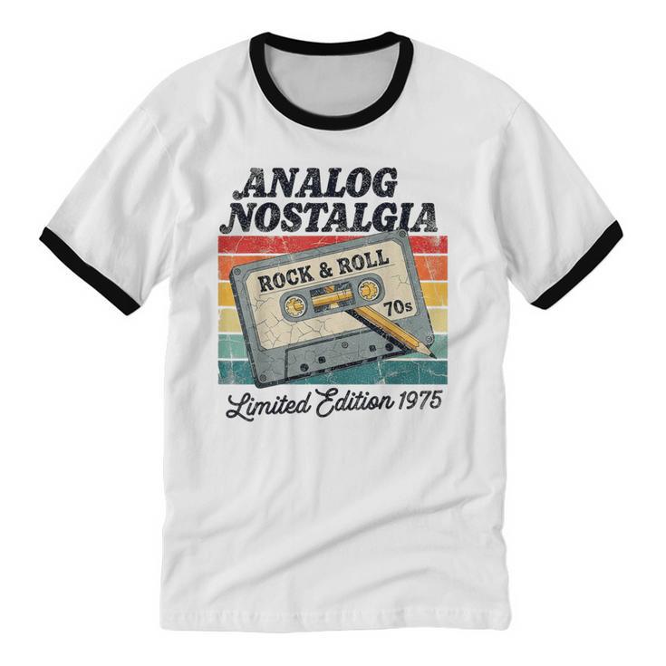Retro Cassette Case 70s Vintage Music Analog Nostalgia Unisex Cotton Ringer T-Shirt
