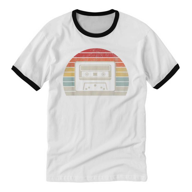 Retro Cassette Tape 80s 90s Nostalgia Unisex Cotton Ringer T-Shirt