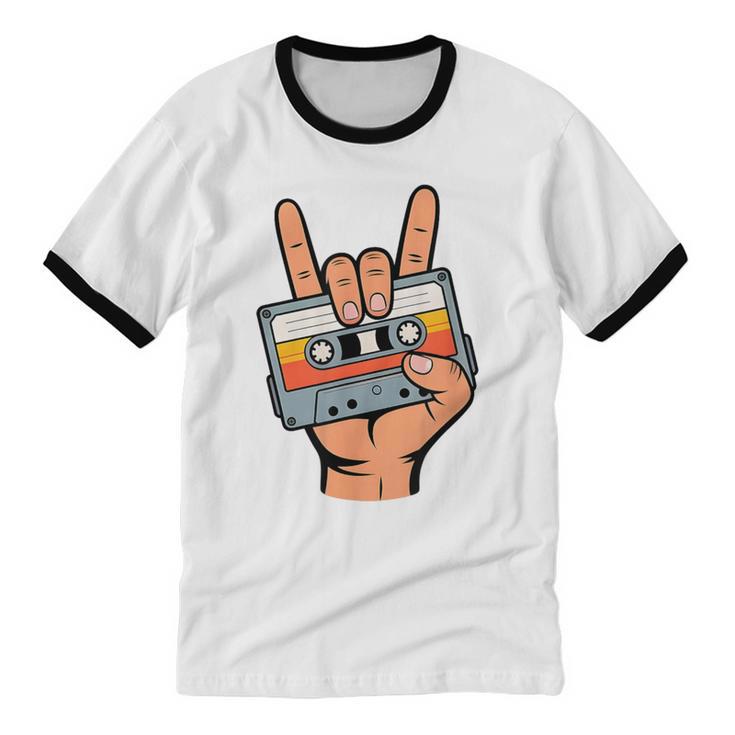 Retro Cassette Tape For 80s & 90s Nostalgia Unisex Cotton Ringer T-Shirt